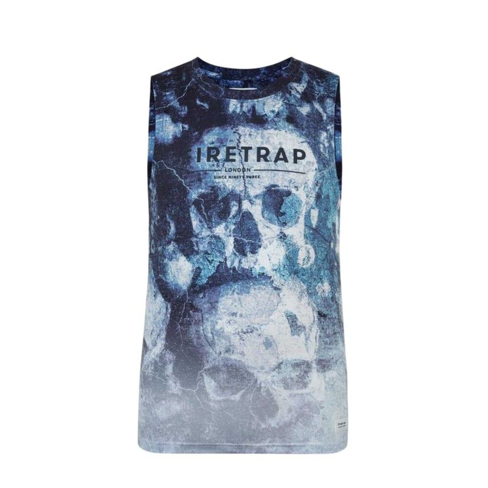 Firetrap Mens Skulls Cotton Slim Tank Top / Blue